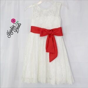 Girls Off White LACE Dress Size 6